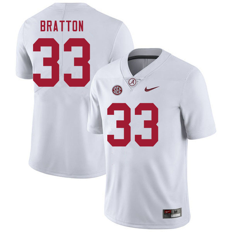 Men #33 Jackson Bratton Alabama White Tide College Football Jerseys Sale-White